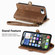 iPhone 16e / 17e Geometric Zipper Wallet Side Buckle Leather Phone Case - Brown