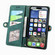 iPhone 16e / 17e Geometric Zipper Wallet Side Buckle Leather Phone Case - Green