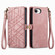 iPhone 16e / 17e Geometric Zipper Wallet Side Buckle Leather Phone Case - Pink
