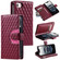iPhone 16e / 17e Glitter Lattice Zipper Wallet Leather Phone Case - Wine Red