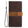 iPhone 16e / 17e Grid Stitching Leather Phone Case with Lanyard - Brown