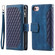 iPhone 16e / 17e Grid Texture Zipper Leather Phone Case with Lanyard - Blue