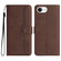 iPhone 16e / 17e Heart Pattern Skin Feel Leather Phone Case - Brown