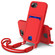 iPhone 16e / 17e Integrated Card Bag Solid Color Liquid Silicone Phone Case Gen2 with Short Lanyard - Red