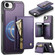 iPhone 16e / 17e JEEHOOD J12 Exquisite RFID MagSafe Zipper Card Bag Phone Case - Purple