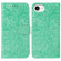 iPhone 16e / 17e Lace Flower Embossing Flip Leather Phone Case - Green