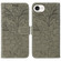 iPhone 16e / 17e Lace Flower Embossing Flip Leather Phone Case - Grey