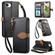 iPhone 16e / 17e Leaf Buckle Zipper Wallet Leather Phone Case with Strap - Black