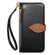 iPhone 16e / 17e Leaf Buckle Zipper Wallet Leather Phone Case with Strap - Black