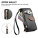 iPhone 16e / 17e Leaf Buckle Zipper Wallet Leather Phone Case with Strap - Black