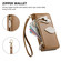 iPhone 16e / 17e Leaf Buckle Zipper Wallet Leather Phone Case with Strap - Brown