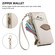 iPhone 16e / 17e Leaf Buckle Zipper Wallet Leather Phone Case with Strap - off-white