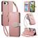 iPhone 16e / 17e Leaf Buckle Zipper Wallet Leather Phone Case with Strap - Pink