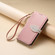 iPhone 16e / 17e Leaf Buckle Zipper Wallet Leather Phone Case with Strap - Pink