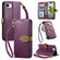 iPhone 16e / 17e Leaf Buckle Zipper Wallet Leather Phone Case with Strap - Purple