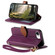 iPhone 16e / 17e Leaf Buckle Zipper Wallet Leather Phone Case with Strap - Purple