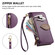 iPhone 16e / 17e Leaf Buckle Zipper Wallet Leather Phone Case with Strap - Purple