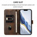 iPhone 16e / 17e Line Splicing Buckle Retro Leather Phone Case - Brown