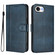 iPhone 16e / 17e Line Splicing Buckle Retro Leather Phone Case - Dark Blue