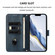 iPhone 16e / 17e Line Splicing Buckle Retro Leather Phone Case - Dark Blue