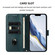 iPhone 16e / 17e Line Splicing Buckle Retro Leather Phone Case - Dark Green
