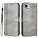 iPhone 16e / 17e Line Splicing Buckle Retro Leather Phone Case - Grey