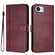 iPhone 16e / 17e Line Splicing Buckle Retro Leather Phone Case - Wine Red