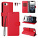 iPhone 16e / 17e Litchi Texture RFID Blocking 3-Card Wallet Leather Phone Case - Red