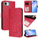 iPhone 16e / 17e Litter Panda Embossing RFID Leather Phone Case with Lanyard - Rose Red