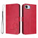 iPhone 16e / 17e Litter Panda Embossing RFID Leather Phone Case with Lanyard - Rose Red