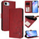 iPhone 16e / 17e Litter Panda Embossing RFID Leather Phone Case with Lanyard - Wine Red