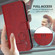 iPhone 16e / 17e Litter Panda Embossing RFID Leather Phone Case with Lanyard - Wine Red