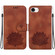 iPhone 16e / 17e Lotus Embossed Leather Phone Case - Brown