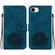 iPhone 16e / 17e Lotus Embossed Leather Phone Case - Dark Blue