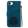 iPhone 16e / 17e Lotus Embossed Leather Phone Case - Dark Blue