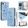iPhone 16e / 17e Lotus Embossed Leather Phone Case with Lanyard - Blue