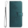 iPhone 16e / 17e Lotus Embossed Leather Phone Case with Lanyard - Dark Green