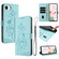 iPhone 16e / 17e Lotus Embossed Leather Phone Case with Lanyard - Green