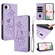 iPhone 16e / 17e Lotus Embossed Leather Phone Case with Lanyard - Purple