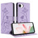 iPhone 16e / 17e Lotus Embossed Leather Phone Case with Lanyard - Purple