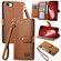 iPhone 16e / 17e Love Zipper Lanyard Leather Phone Case - Brown