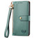 iPhone 16e / 17e Love Zipper Lanyard Leather Phone Case - Green