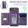 iPhone 16e / 17e MAGKING K4 Series MagSafe RFID Tri-fold Card Bag Detachable Phone Case - Purple