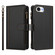 iPhone 16e / 17e Magnetic Closure 9 Card Slots Zipper Leather Case with Hand Strap - Black