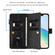 iPhone 16e / 17e Magnetic Closure 9 Card Slots Zipper Leather Case with Hand Strap - Black