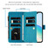 iPhone 16e / 17e Magnetic Closure 9 Card Slots Zipper Leather Case with Hand Strap - Turquoise