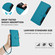iPhone 16e / 17e Magnetic Closure 9 Card Slots Zipper Leather Case with Hand Strap - Turquoise