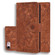 iPhone 16e / 17e Mandala Embossed Dual-Fold Calf Leather Phone Case - Brown