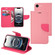 iPhone 16e / 17e Mercury Contrast Color Splicing Leather Phone Case - Pink