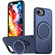 iPhone 16e / 17e Metal Rotation Holder MagSafe TPU Hybrid PC Phone Case - Navy Blue